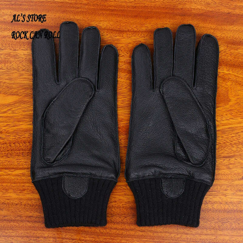 KIMLUD, G-A10 Super Offer! Genuine Thick Goat Skin Good Quality Leather & Wool Durable Rider Gloves 5 Sizes, KIMLUD Womens Clothes