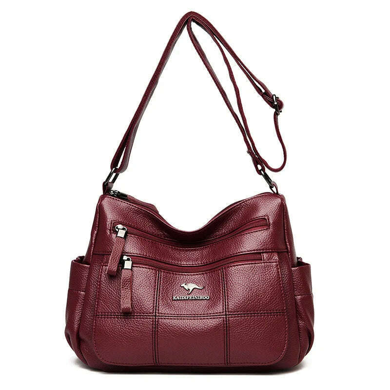 KIMLUD, Genuine Brand Leather Sac Luxury Handbags Women Bags Designer Shoulder Crossbody Hand Bags for Women 2022 Purses and Handbags, Burgundy, KIMLUD APPAREL - Womens Clothes