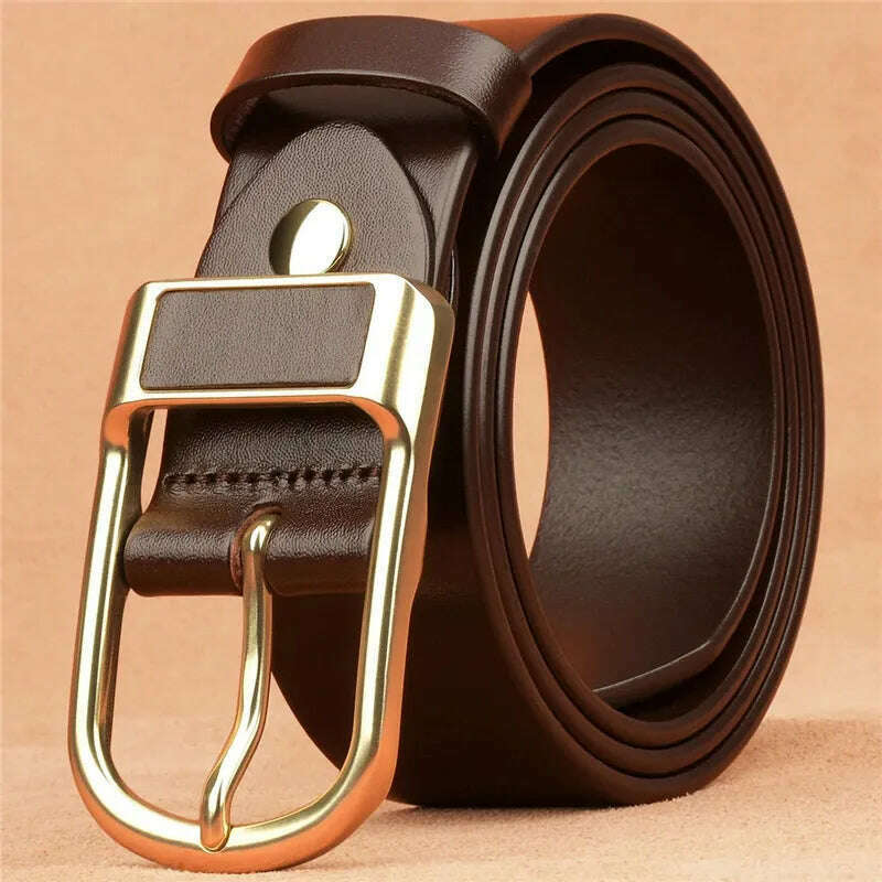 KIMLUD, Genuine Leather For Men's High Quality Buckle Jeans Cowskin Casual Belts Business Cowboy Waistband Male Fashion Designer 2022New, KIMLUD Womens Clothes