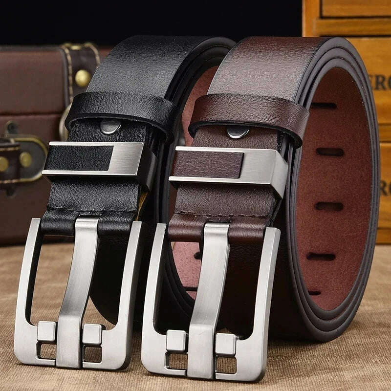 KIMLUD, Genuine Leather For Men's High Quality Buckle Jeans Cowskin Casual Belts Business Cowboy Waistband Male Fashion Designer 2024New, KIMLUD Womens Clothes