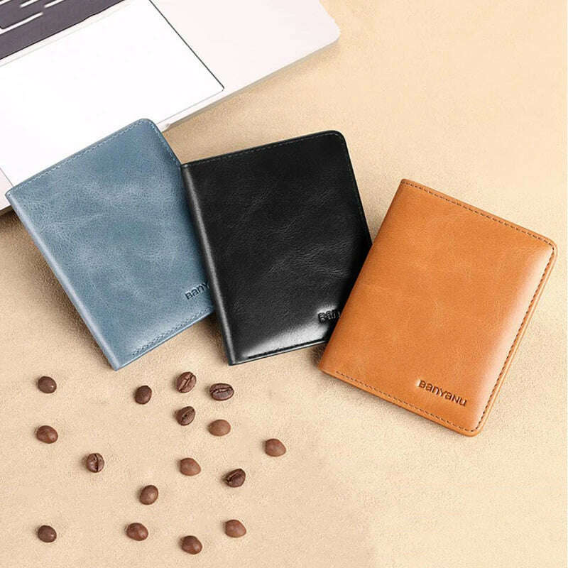 KIMLUD, Genuine Leather Rfid Wallet for Men Slim Vertical Wallets Black Thin Short ID Credit Card Holder Minimalist Men's Blue Money Bag, KIMLUD Womens Clothes