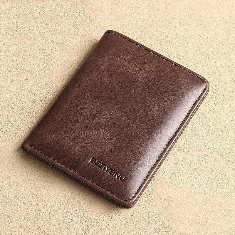 KIMLUD, Genuine Leather Rfid Wallet for Men Slim Vertical Wallets Black Thin Short ID Credit Card Holder Minimalist Men's Blue Money Bag, Vintage Coffee, KIMLUD APPAREL - Womens Clothes