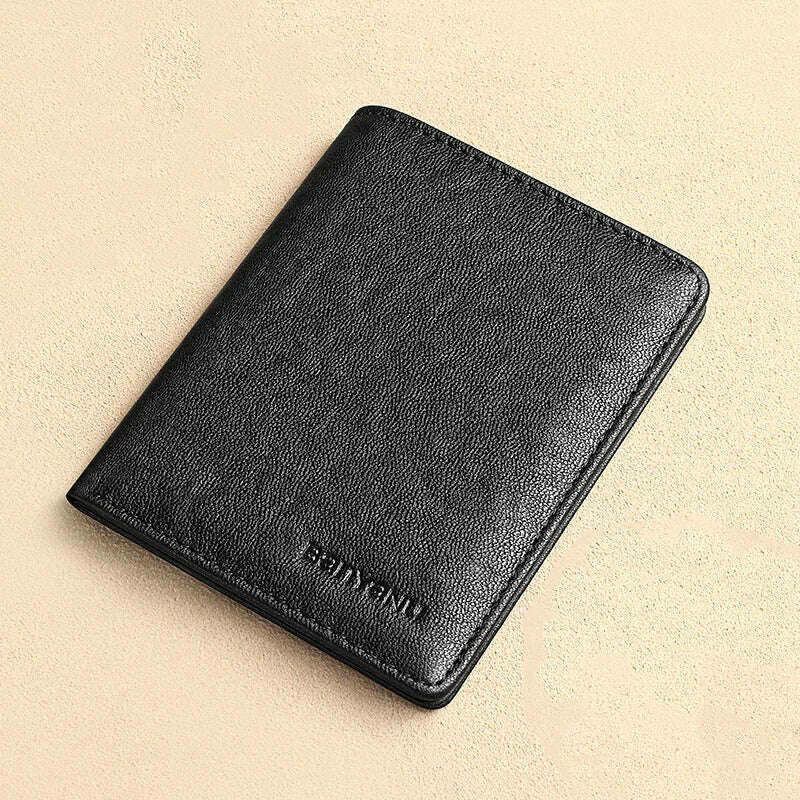 KIMLUD, Genuine Leather Rfid Wallet for Men Slim Vertical Wallets Black Thin Short ID Credit Card Holder Minimalist Men's Blue Money Bag, Vegetab Tanned Black, KIMLUD APPAREL - Womens Clothes