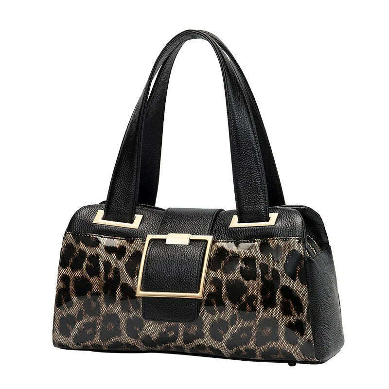 KIMLUD, Genuine Leather Women's Bag 2023 New Fashion Leopard Pattern Shoulder Bag Cowhide Handbag Women's Bag, Leopard, KIMLUD APPAREL - Womens Clothes