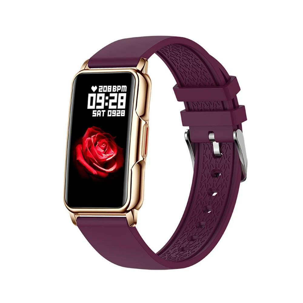 KIMLUD, GFORDT Ladies Smart Watch Women Luxury Diamond watches Heart Rate Monitor Fitness Tracker Smartwatch For Huawei Xiaomi Phone, purple silicone, KIMLUD APPAREL - Womens Clothes