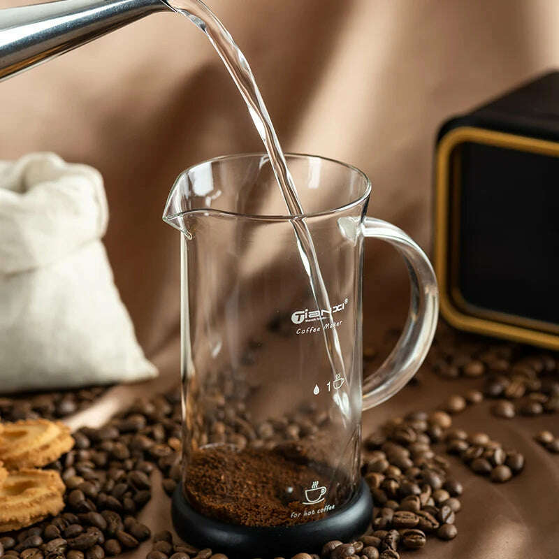 GIANXI French Press Pot Household Hand Made Coffee Powder Filter Coffee Pot Glass Heat Resistant Coffee Maker With Filter - KIMLUD