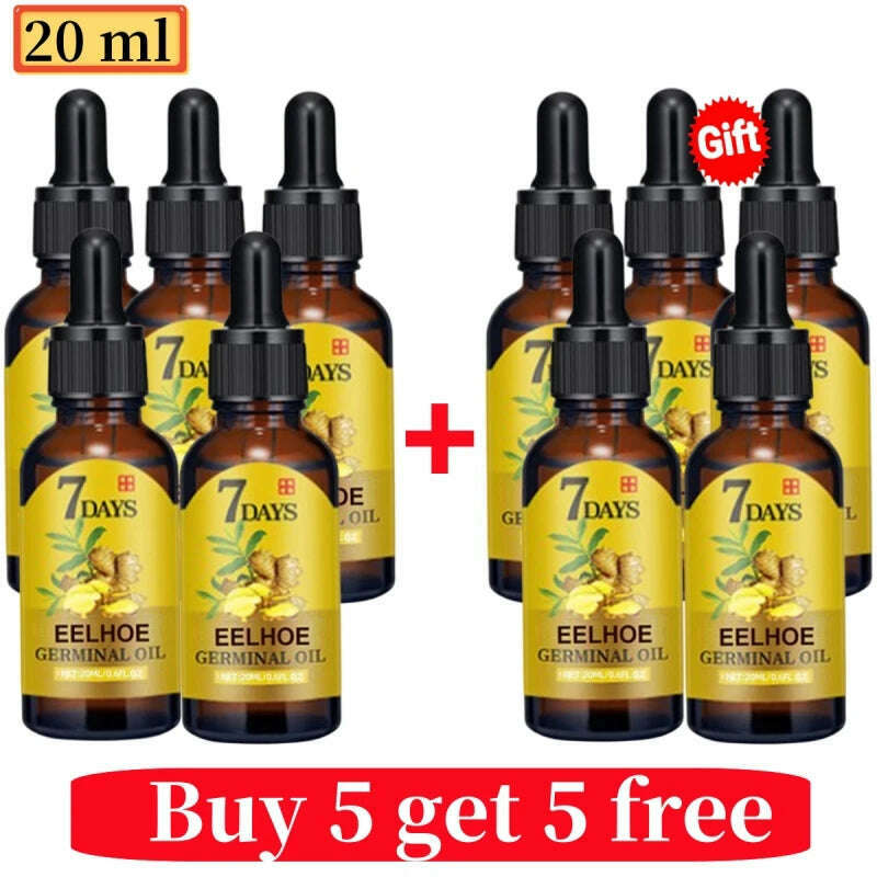 KIMLUD, Ginger Fast Hair Growth Oil Anti Hair Loss Treatment for Man Women Serum Scalp Baldhead Repair Nourish Root Fast Growing Product, 10pcs 20ml, KIMLUD APPAREL - Womens Clothes