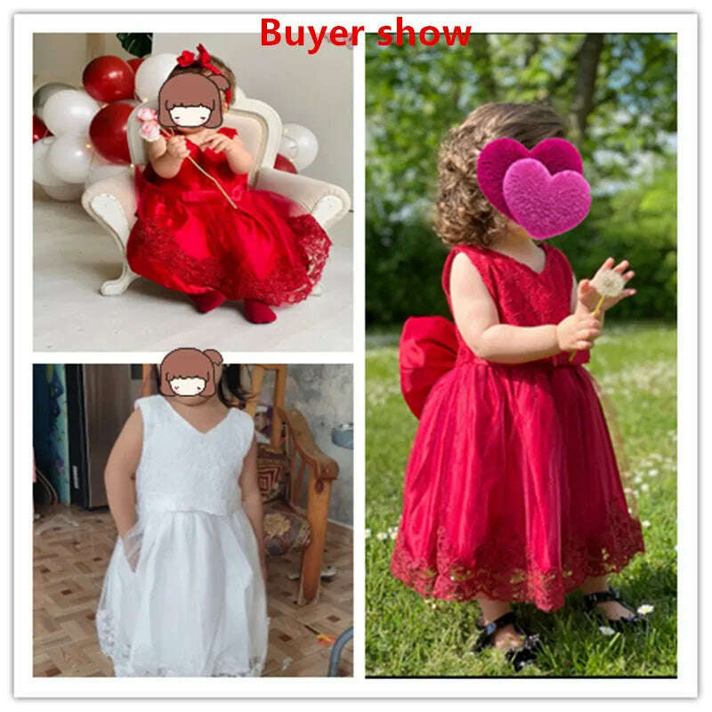 KIMLUD, Girls Formal Wedding Party Dress for 1-5Y Infant Birthday Christening Lace Elegant Gown Christams Flower Dresses for Baby Girl, KIMLUD Womens Clothes