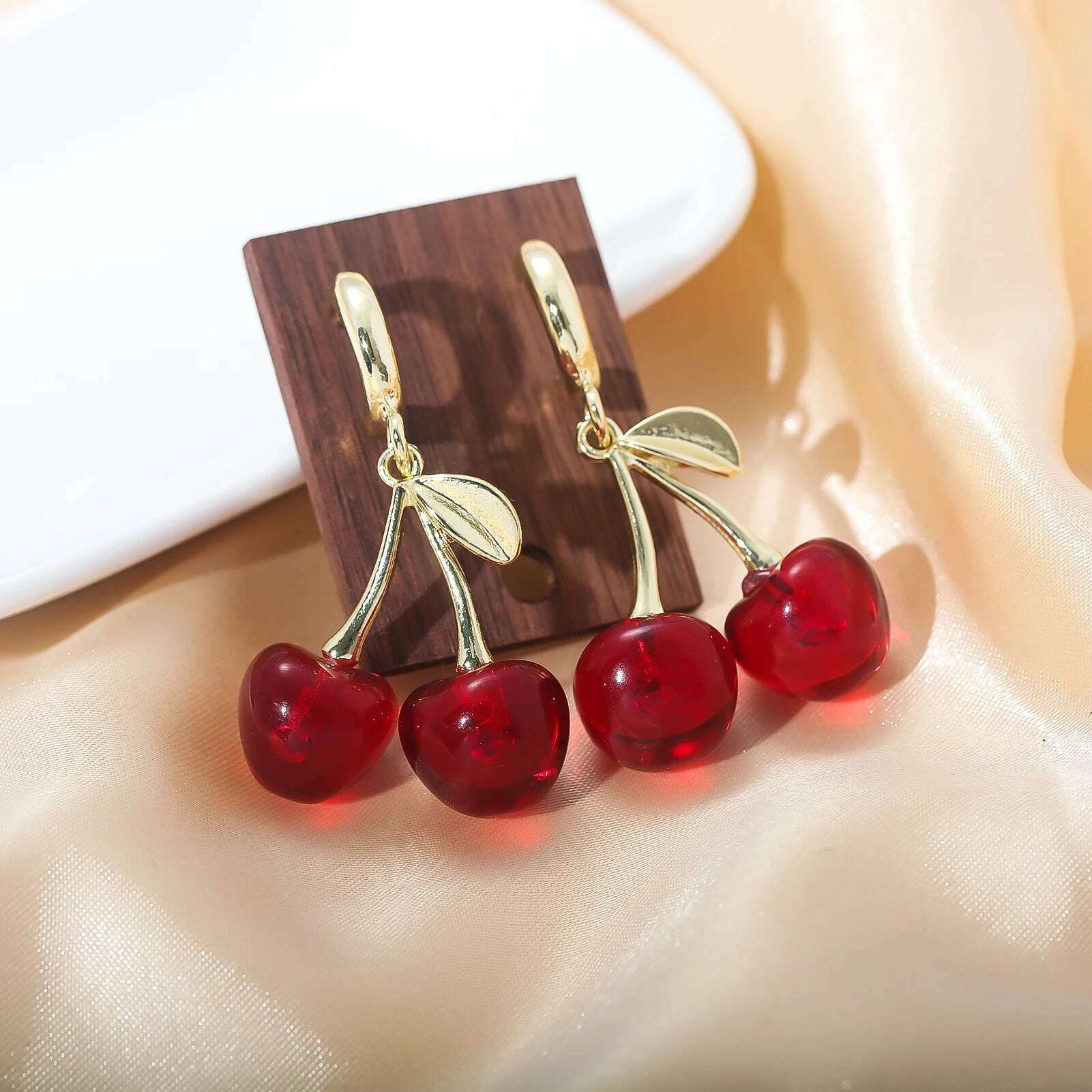 Girls Pink Red Cherries Cherry Earrings Fashion Creative Sweet Fruit Earrings for Women Men Summer Jewelry Accessorie Gifts - KIMLUD