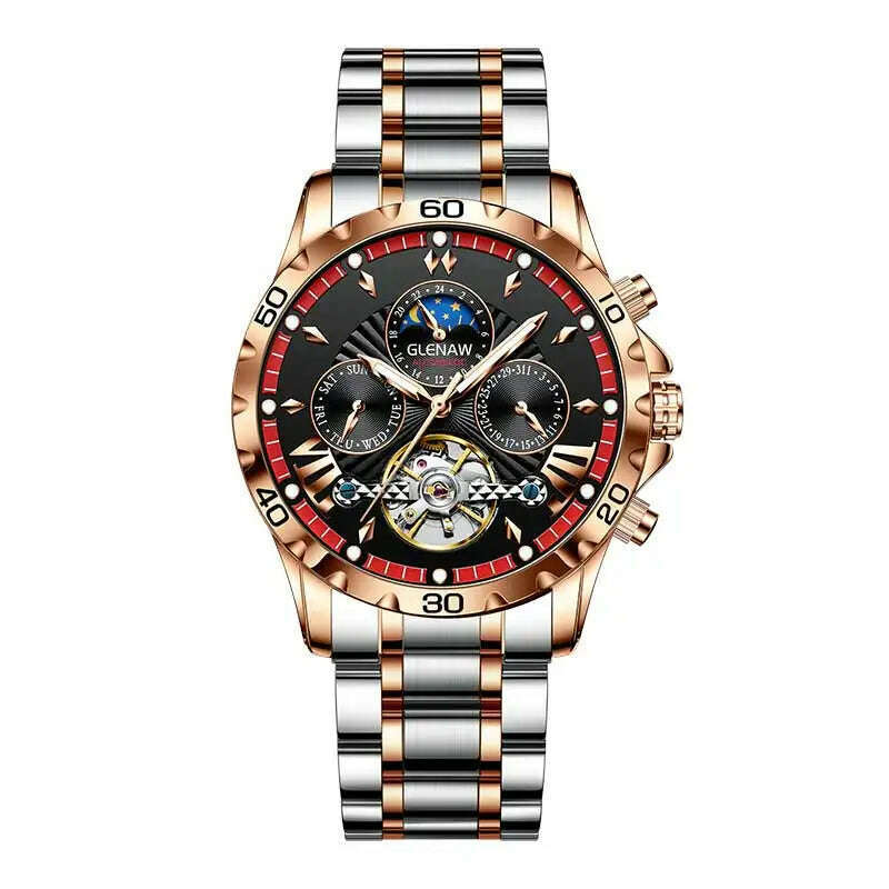 GLENAW Design Mens Watches Top Brand Luxury Fashion Business Automatic Watch Men's Waterproof Mechanical Watch Montre Homme - KIMLUD