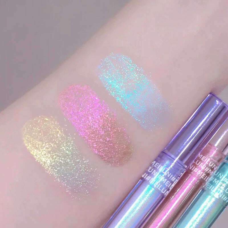 Glitter Highlighter Liquid Eye Shadow Multichrome Shimmer Eyeshadow Chameleon Eye Makeup High Gloss Pearl Shiny Eye Shadow - KIMLUD