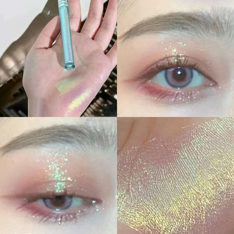 Glitter Highlighter Liquid Eye Shadow Multichrome Shimmer Eyeshadow Chameleon Eye Makeup High Gloss Pearl Shiny Eye Shadow - KIMLUD