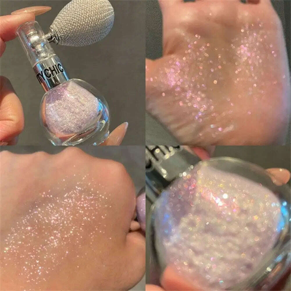 KIMLUD, Glitter Spray Highlighter Powder Diamond High Gloss Air Bag Powder Fragrance Shiny High Light Glitter Face Body Makeup Cosmetics, KIMLUD Womens Clothes