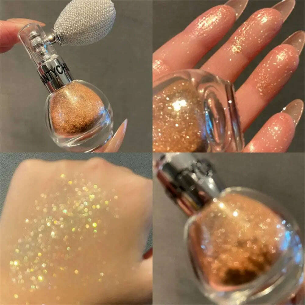 KIMLUD, Glitter Spray Highlighter Powder Diamond High Gloss Air Bag Powder Fragrance Shiny High Light Glitter Face Body Makeup Cosmetics, KIMLUD Womens Clothes