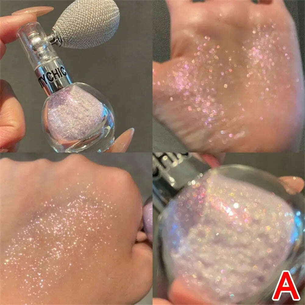 KIMLUD, Glitter Spray Highlighter Powder Diamond High Gloss Air Bag Powder Fragrance Shiny High Light Glitter Face Body Makeup Cosmetics, KIMLUD Womens Clothes