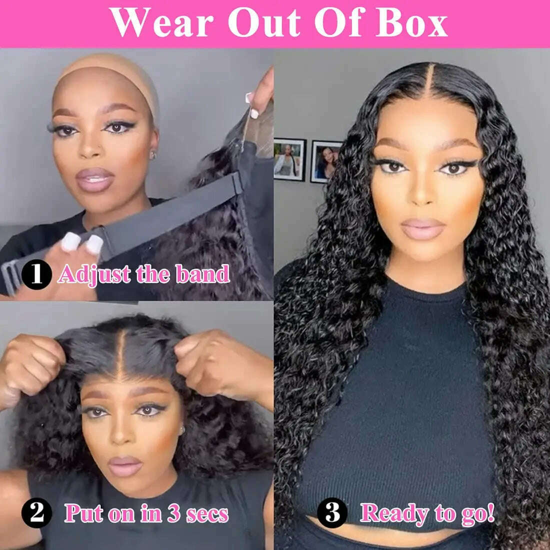 Glueless 5x5 Ready to Wear Deep Wave HD Lace Clousure Wig Human Hair Pre Plucked 6x4 Curly Brazilian Transparent Lace Front Wigs - KIMLUD