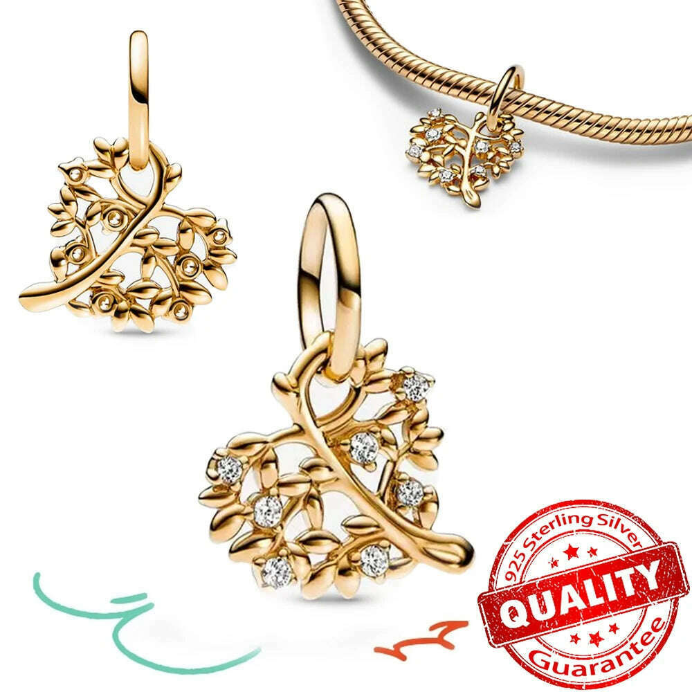 KIMLUD, Gorgeous 14K Gold Graduation Cap Star Daisy Family Tree Yin & Yan Dangle Charm Fit Pandora Bracelet 925 Sterling Silver Jewelry, FCC237, KIMLUD APPAREL - Womens Clothes