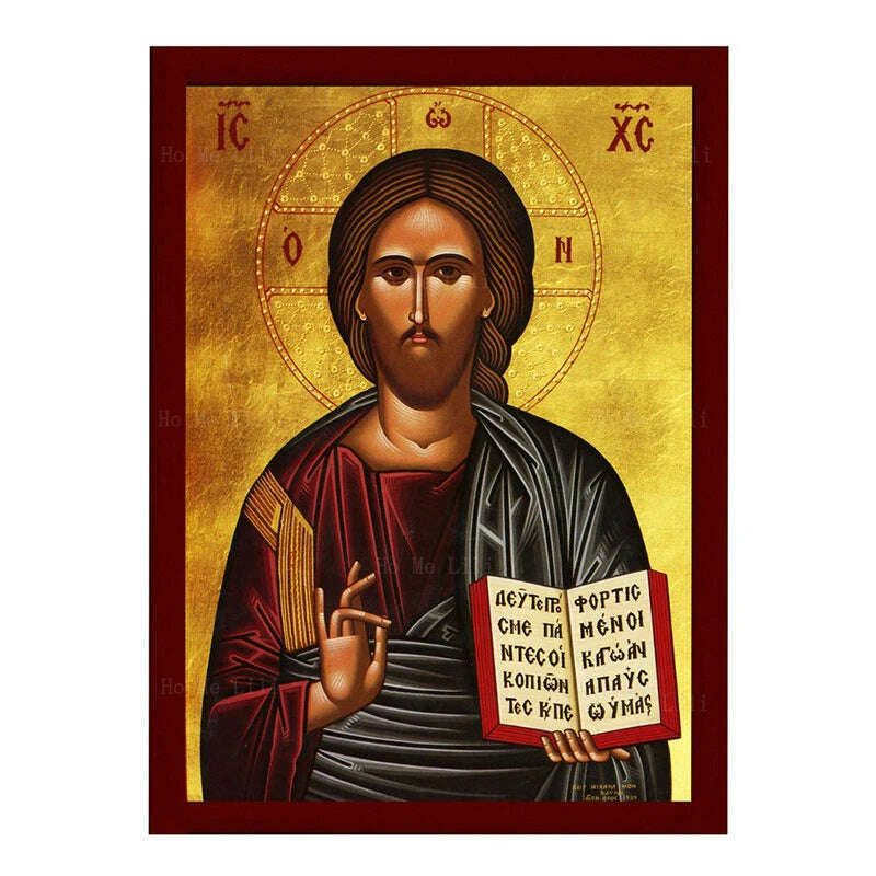 KIMLUD, Great High Priest Enthroned Jesus Christ Greek Orthodox Icon Of Our Lord Byzantine Canvas Art Wall Religious Ikon Home Decor, Our Lord / 40x50cm Unframe, KIMLUD APPAREL - Womens Clothes