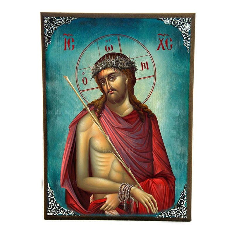 KIMLUD, Great High Priest Enthroned Jesus Christ Greek Orthodox Icon Of Our Lord Byzantine Canvas Art Wall Religious Ikon Home Decor, Nymphios / 30x40cm Unframe, KIMLUD APPAREL - Womens Clothes