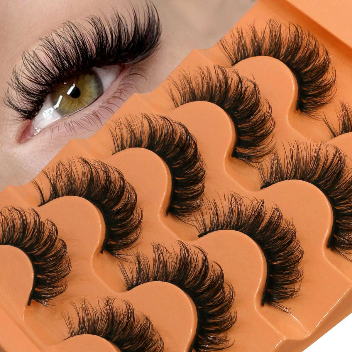 KIMLUD, GROINNEYA 5 Pairs Fluffy Eyelashes 8D Volume False Lashes Russian Strip Lashes Extensions Thick Soft Curly Fake Lashes Makeup, KIMLUD Womens Clothes