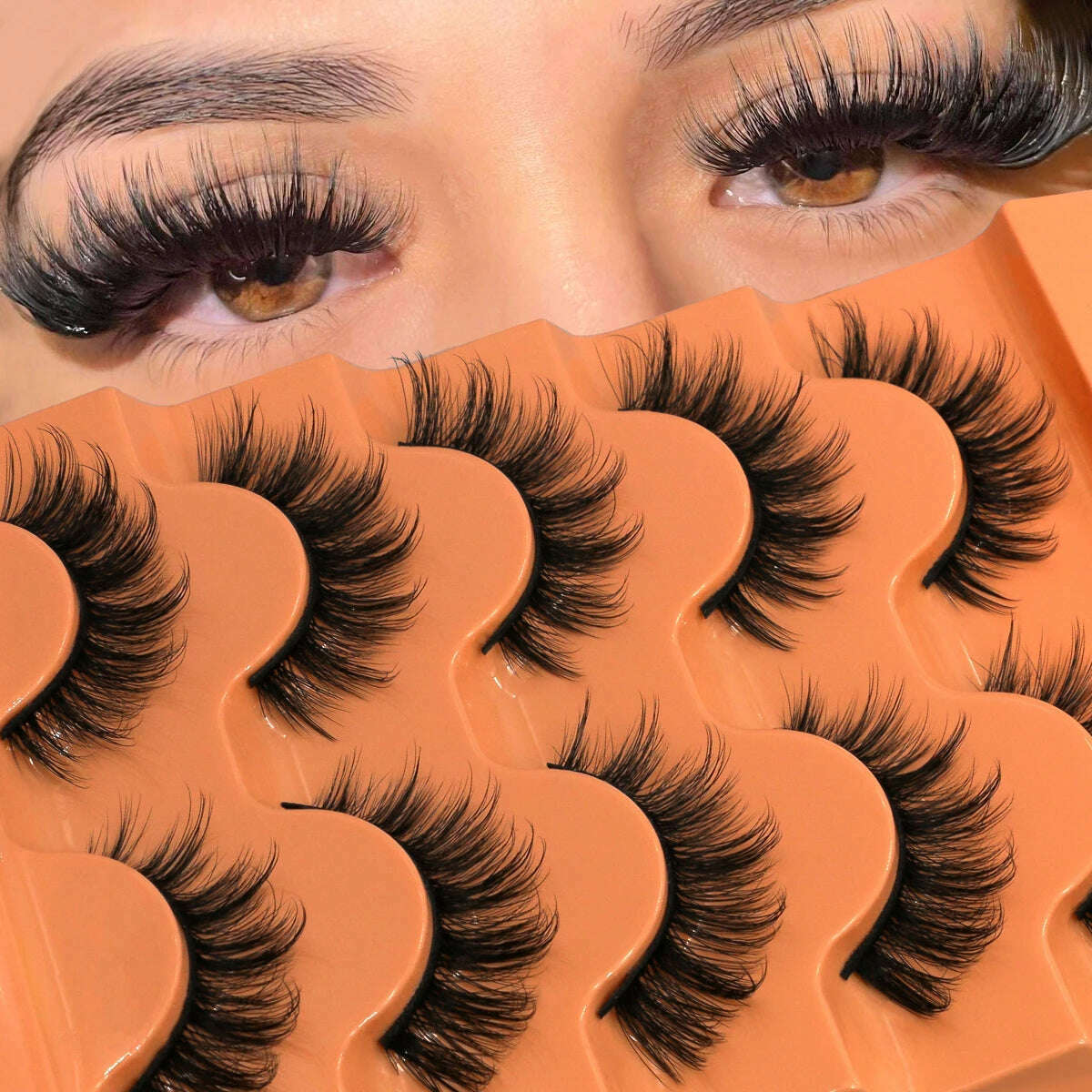 KIMLUD, GROINNEYA 5 Pairs Fluffy Eyelashes 8D Volume False Lashes Russian Strip Lashes Extensions Thick Soft Curly Fake Lashes Makeup, KIMLUD Womens Clothes