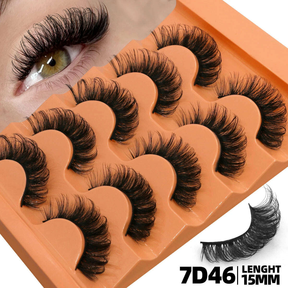 KIMLUD, GROINNEYA 5 Pairs Fluffy Eyelashes 8D Volume False Lashes Russian Strip Lashes Extensions Thick Soft Curly Fake Lashes Makeup, 5pairs-7D46, KIMLUD APPAREL - Womens Clothes