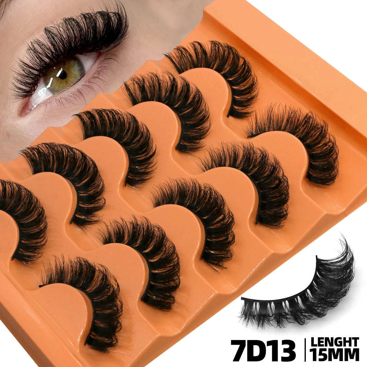 KIMLUD, GROINNEYA 5 Pairs Fluffy Eyelashes 8D Volume False Lashes Russian Strip Lashes Extensions Thick Soft Curly Fake Lashes Makeup, 5pairs-7D13, KIMLUD APPAREL - Womens Clothes