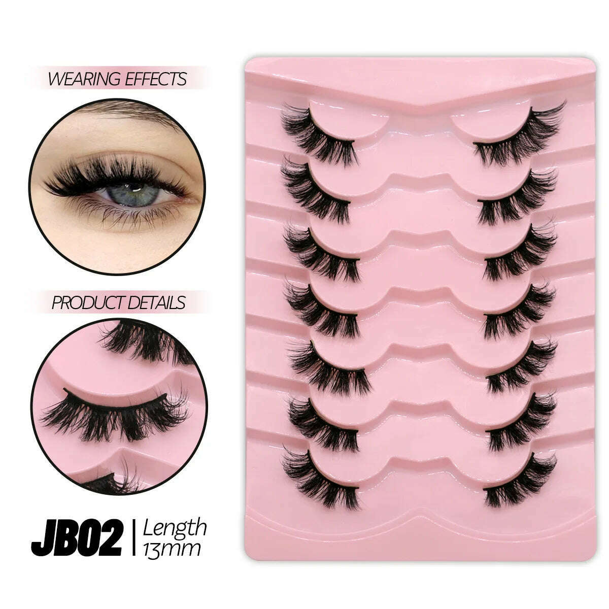 KIMLUD, GROINNEYA Half Lashes Half Lashes Soft Natural Clear Band Lashes Natural Look Faux Mink Wispy Mink Eyelashes Extension Makeup, 7 pairs-JB02, KIMLUD APPAREL - Womens Clothes