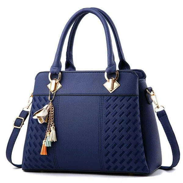 KIMLUD, Gusure Luxury Handbag Women Crossbody Bag with tassel hanging Large Capacity Female Shoulder Bags Embroidery Tote Sac A Main, dark blue / 31x14x23cm, KIMLUD APPAREL - Womens Clothes