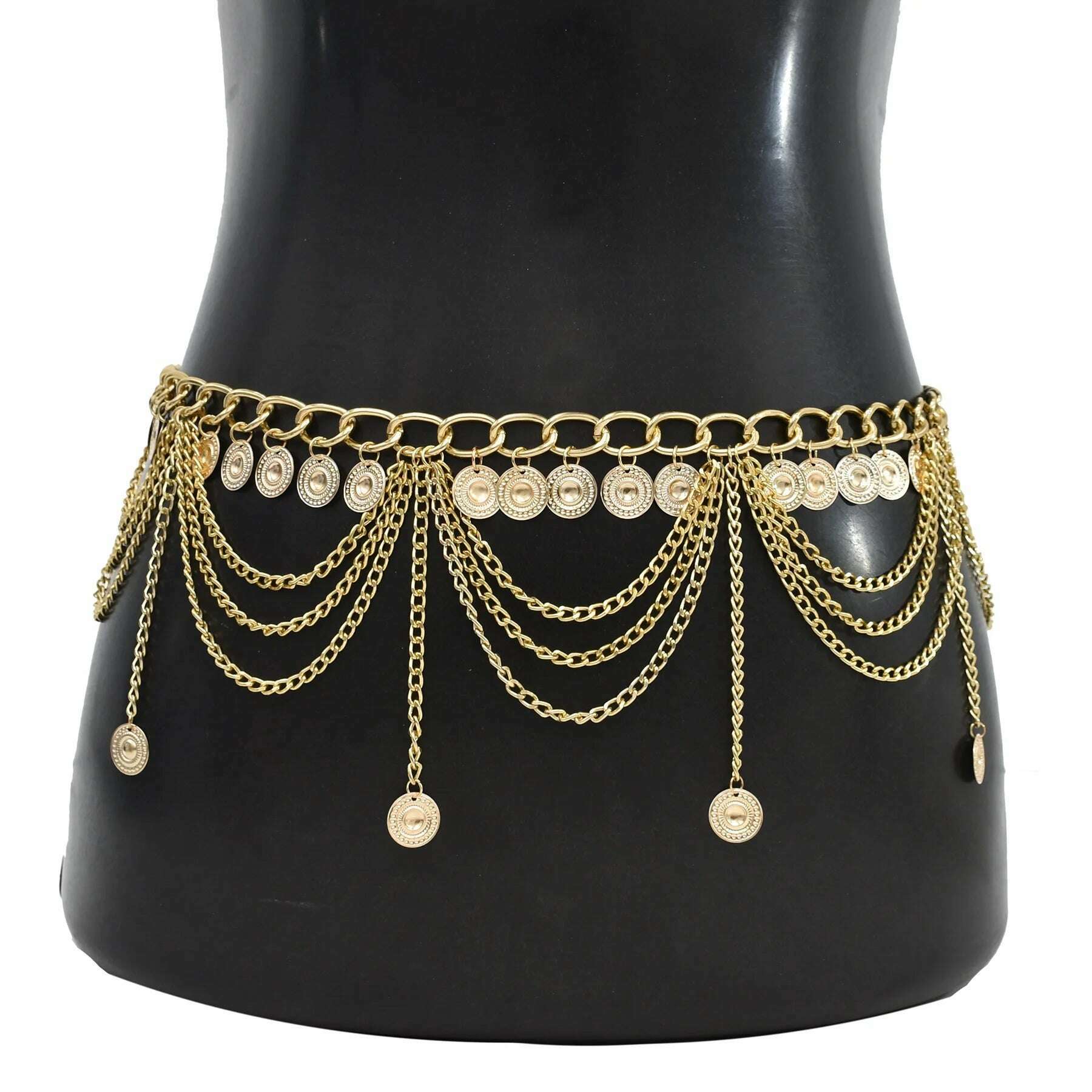 KIMLUD, Gypsy Afghan Coin Ethnic Waist Belly Chains Hollow Moon Crystal Flower Long Tassel Moroccan Belts Indian Sexy Body Chain Jewelry, gold 2, KIMLUD APPAREL - Womens Clothes