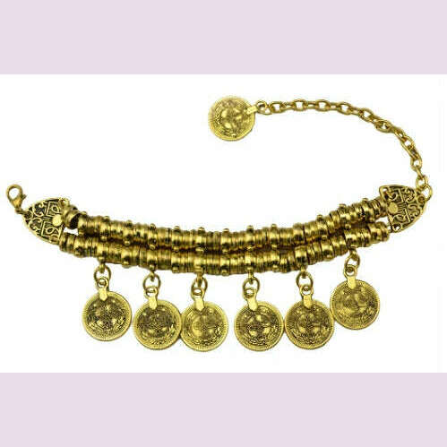 Gypsy Bohemian Coin Bracelets for Women Metal Vintage Flower Statement Bracelets Festival Turkish Beach Jewelry Tribal Ethnic - KIMLUD