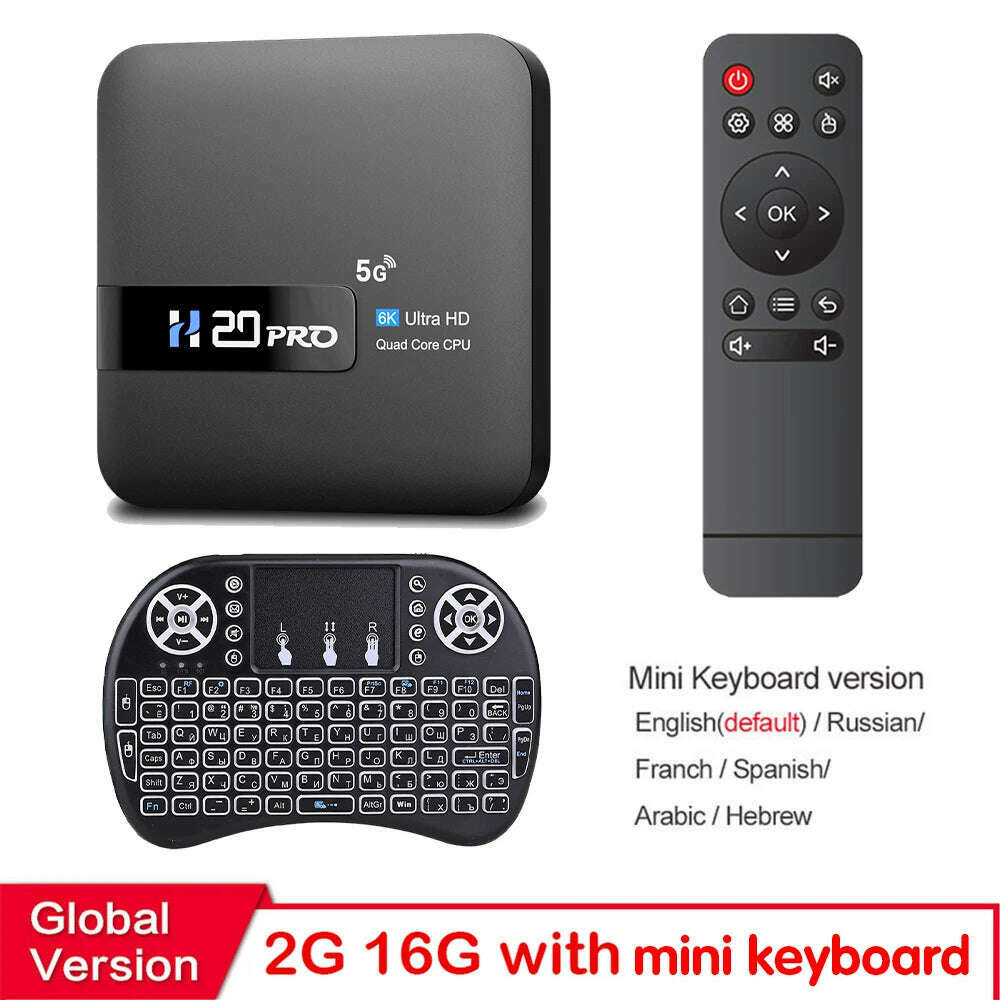 KIMLUD, H20PRO Android 10.0 TV Box Allwinner H616 With Voice Assistant 2.4&5.8G Dual Wifi 100LAN Support 1080P Video 4K 3D Media player, 16G MINI KEYBOARD / EU Plug / CHINA, KIMLUD APPAREL - Womens Clothes