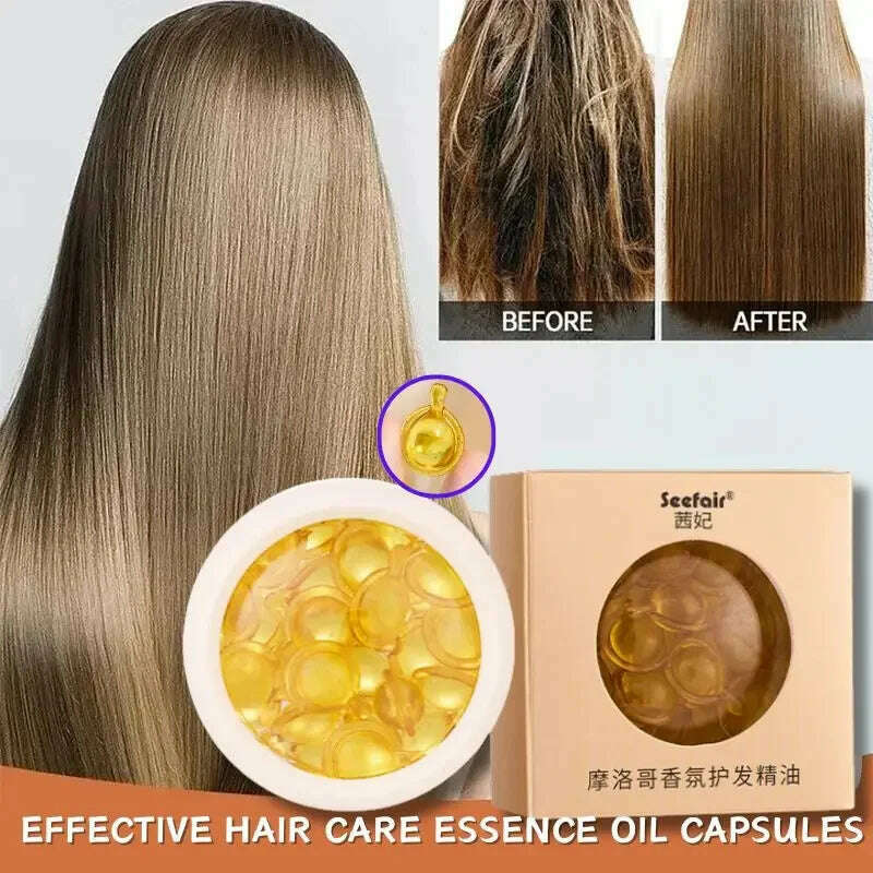 Hair Capsules Repairing Maltreated Frizzy Hair Silky Moisturizing Hair Oil Smoothing Nourishin Instant Hair Care Essence Product - KIMLUD