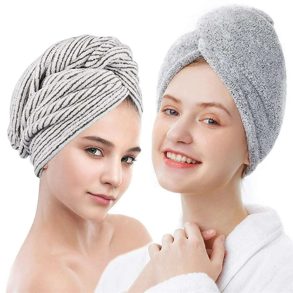 KIMLUD, Hair Towels Bath Head Bamboo Charcoal Fiber Turban Wrap Quick Dry Anti-Frizz Hair Towels For Drying Hair Women Girls Bathroom, KIMLUD Womens Clothes