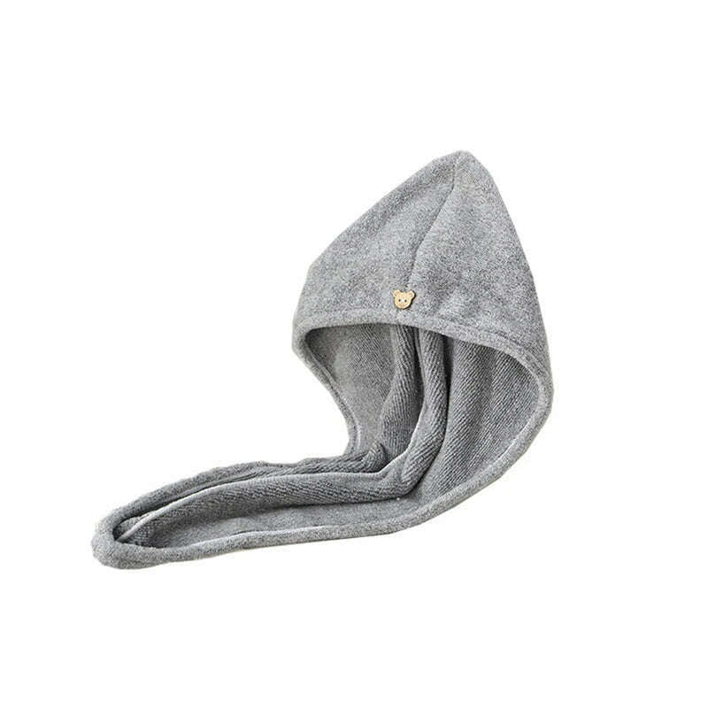 KIMLUD, Hair Towels Bath Head Bamboo Charcoal Fiber Turban Wrap Quick Dry Anti-Frizz Hair Towels For Drying Hair Women Girls Bathroom, Solid Gray, KIMLUD APPAREL - Womens Clothes