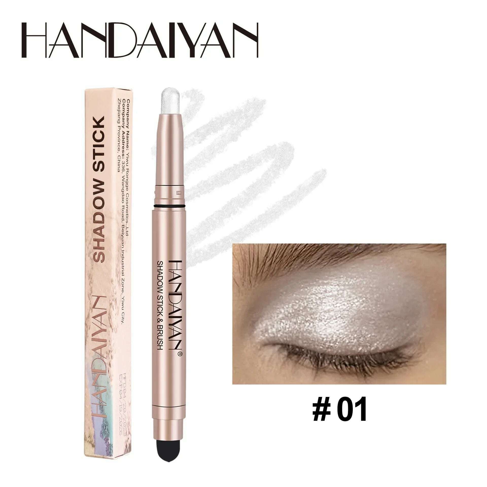 KIMLUD, HANDAIYAN 12 Color Double Head Eye Shadow Stick Glitter Shimmer Matte EyeShadow Waterproof Lasting New Popular High Gloss Makeup, 01, KIMLUD APPAREL - Womens Clothes