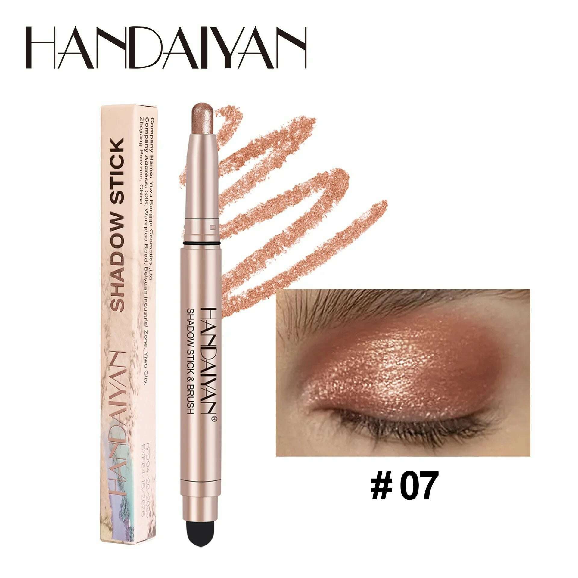 KIMLUD, HANDAIYAN 12 Color Double Head Eye Shadow Stick Glitter Shimmer Matte EyeShadow Waterproof Lasting New Popular High Gloss Makeup, 07, KIMLUD APPAREL - Womens Clothes