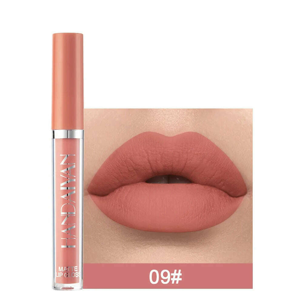 KIMLUD, Handaiyan 12 Colors Matt Lip Gloss Longlasting Red Nude Lipstick Liquid matte Waterproof Lipgloss Makeup, a-09, KIMLUD APPAREL - Womens Clothes