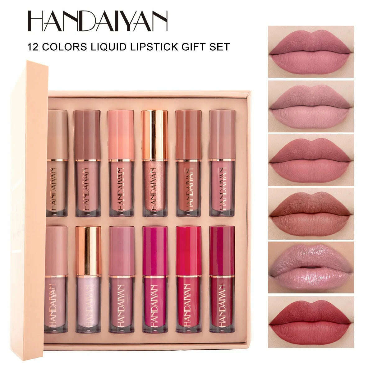 HANDAIYAN 12Pcs Liquid Velvet Matte Lip Gloss Red Lipstick Nude Makeup Women Long Lasting Waterproof Beauty Cosmetics - KIMLUD