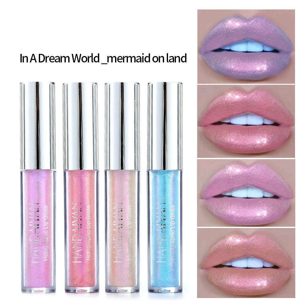 KIMLUD, HANDAIYAN 6 Colors Shiny Liquid Lipstick Diamond Metal Lipgloss Waterproof Long-Wearing Makeup Glossy Lipstick Popular Cosmetics, KIMLUD Womens Clothes