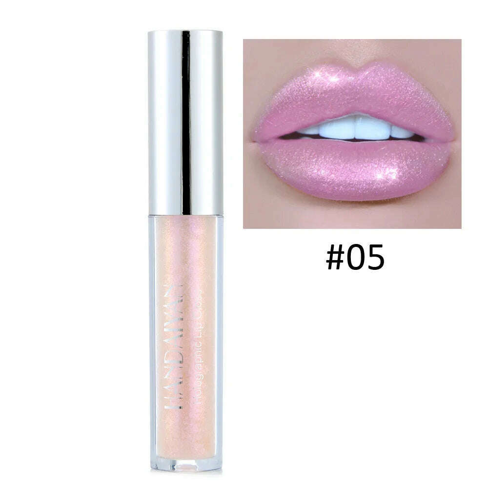 KIMLUD, HANDAIYAN 6 Colors Shiny Liquid Lipstick Diamond Metal Lipgloss Waterproof Long-Wearing Makeup Glossy Lipstick Popular Cosmetics, H1006-05, KIMLUD APPAREL - Womens Clothes