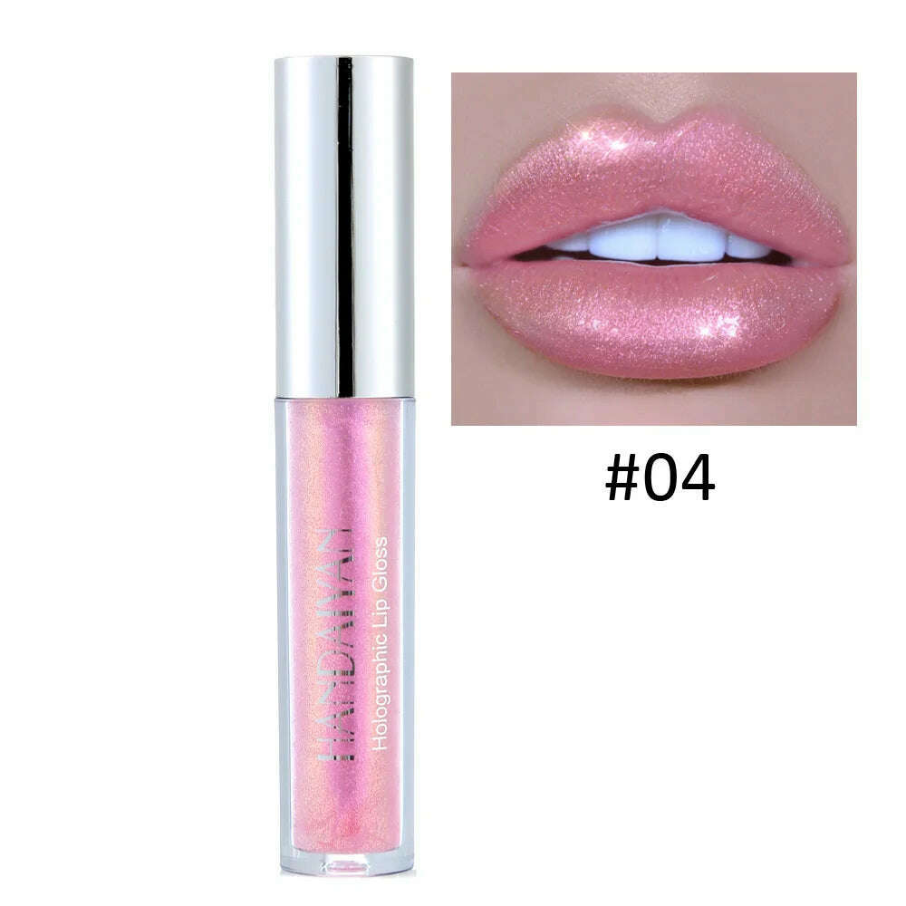 KIMLUD, HANDAIYAN 6 Colors Shiny Liquid Lipstick Diamond Metal Lipgloss Waterproof Long-Wearing Makeup Glossy Lipstick Popular Cosmetics, H1006-04, KIMLUD APPAREL - Womens Clothes