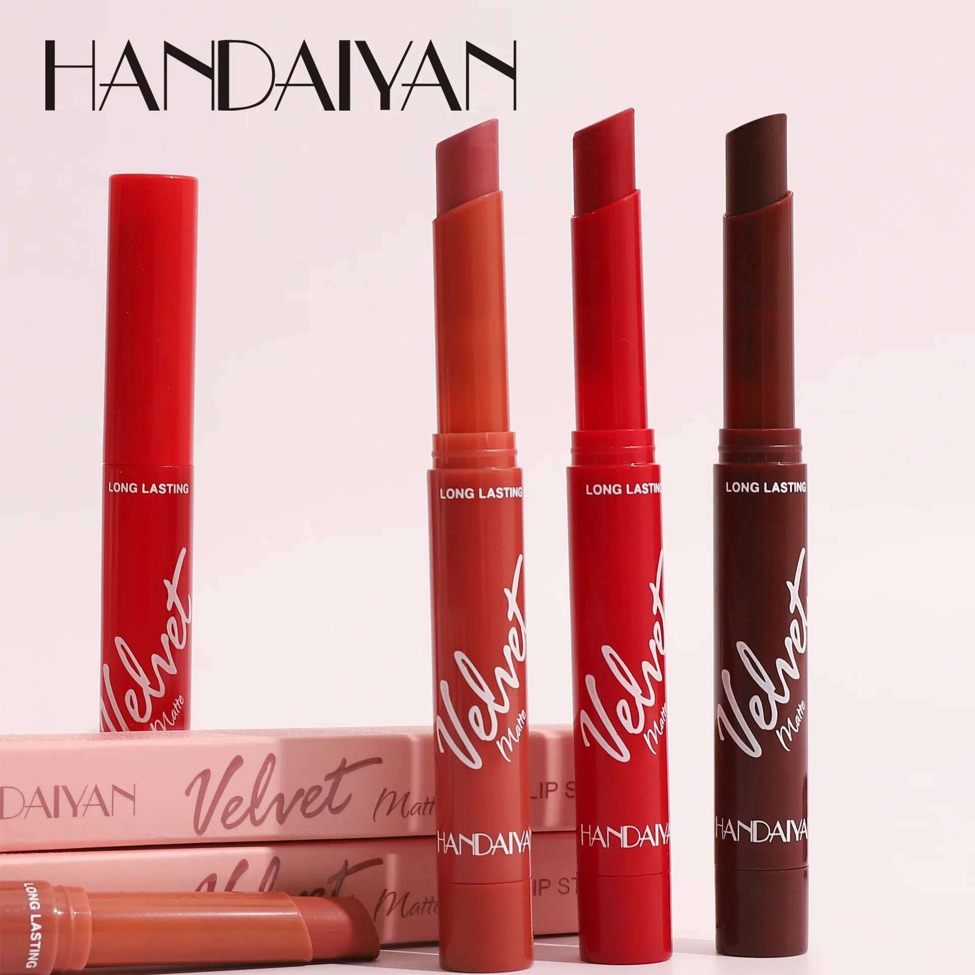 Handaiyan 8 Colors Matte Waterproof Velvet Nude Lipstick Pink Red Sexy Lip Matt Long Lasting Pigments Makeup - KIMLUD