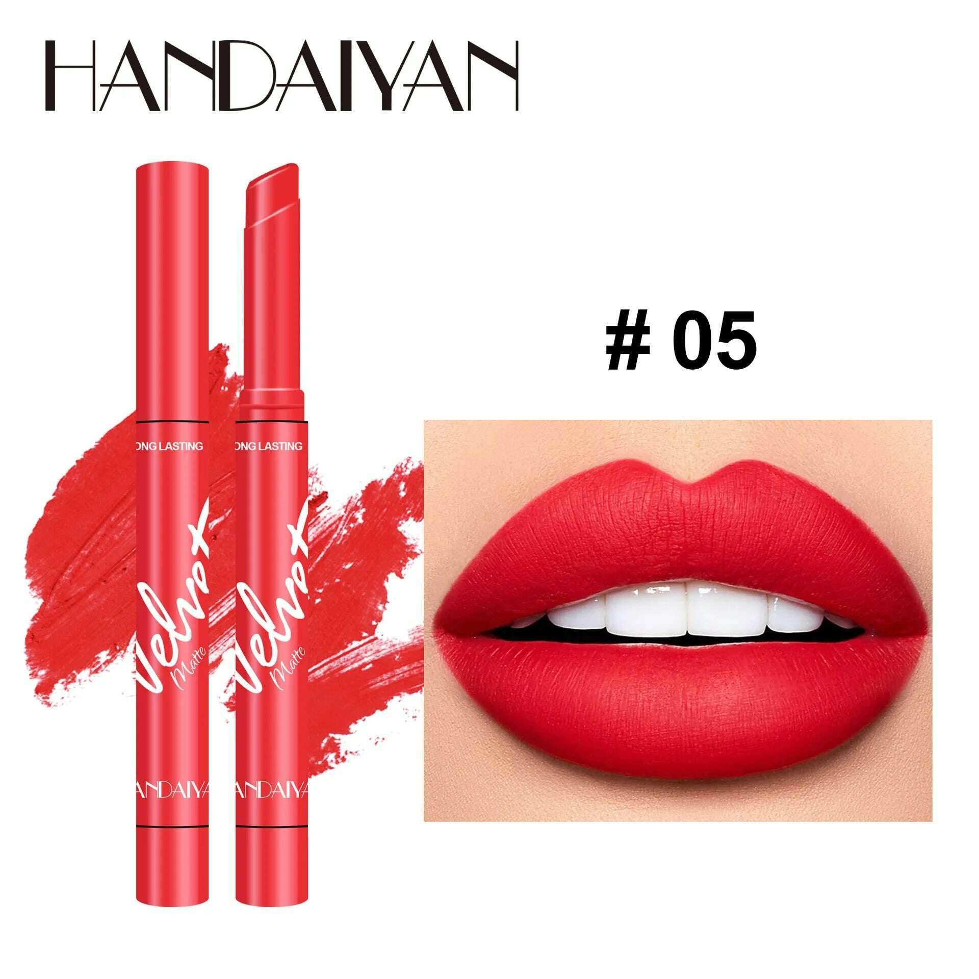 Handaiyan 8 Colors Matte Waterproof Velvet Nude Lipstick Pink Red Sexy Lip Matt Long Lasting Pigments Makeup - KIMLUD