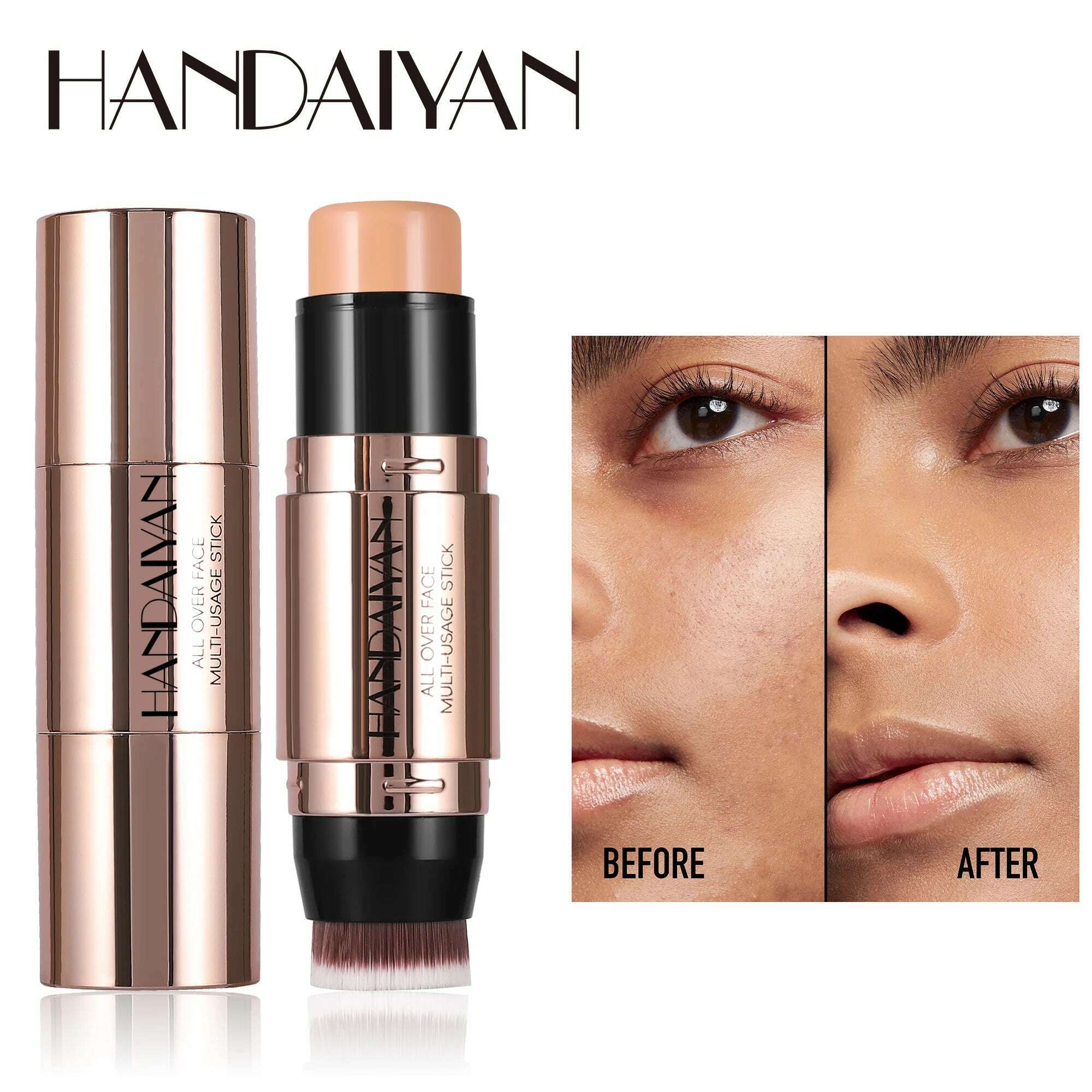 HANDAIYAN dual-ended contour concealer stick with brush lightweight waterproof Long Lasting 8 Colors Choices Women Cosmetics - KIMLUD