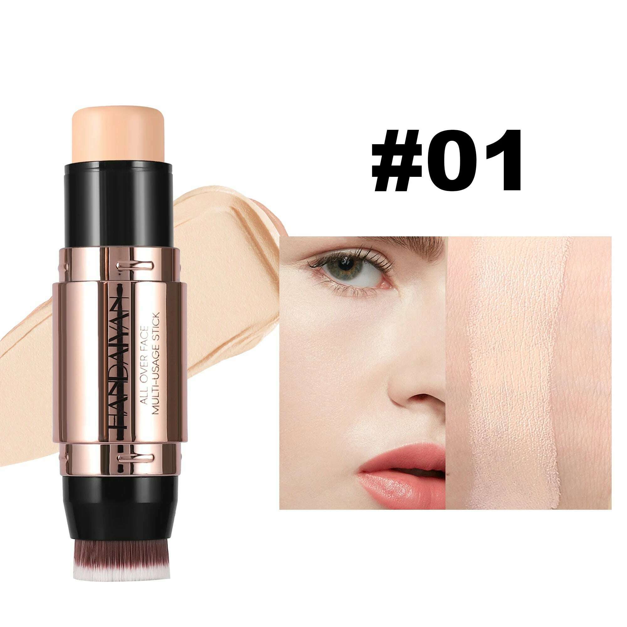 HANDAIYAN dual-ended contour concealer stick with brush lightweight waterproof Long Lasting 8 Colors Choices Women Cosmetics - KIMLUD