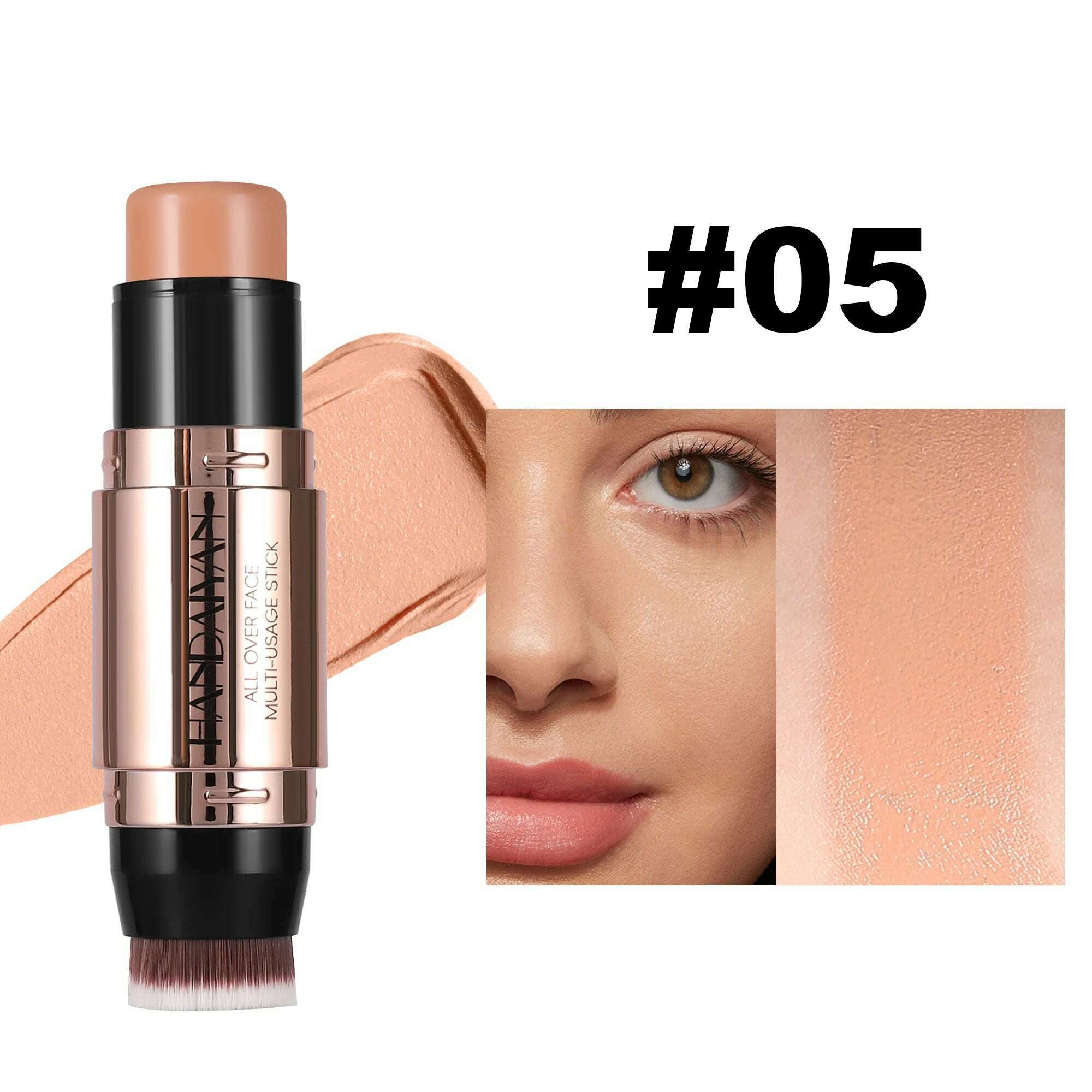 KIMLUD, HANDAIYAN dual-ended contour concealer stick with brush lightweight waterproof Long Lasting 8 Colors Choices Women Cosmetics, H3027-05, KIMLUD APPAREL - Womens Clothes