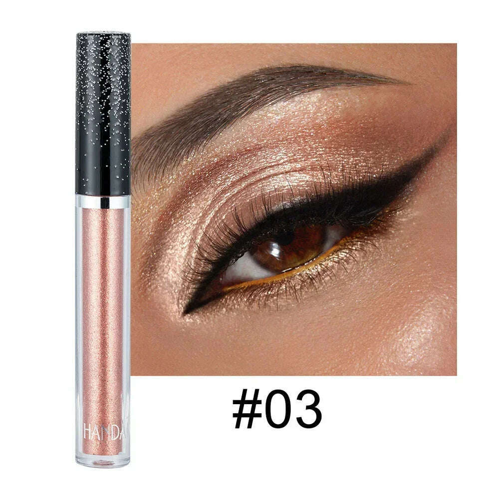 HANDAIYAN Liquid Eyeshadow Metallic Diamond Shiny Eye Liner Pen Giltter Eyeshadow Palette Lasting Shimmer Brighten Cosmetics - KIMLUD