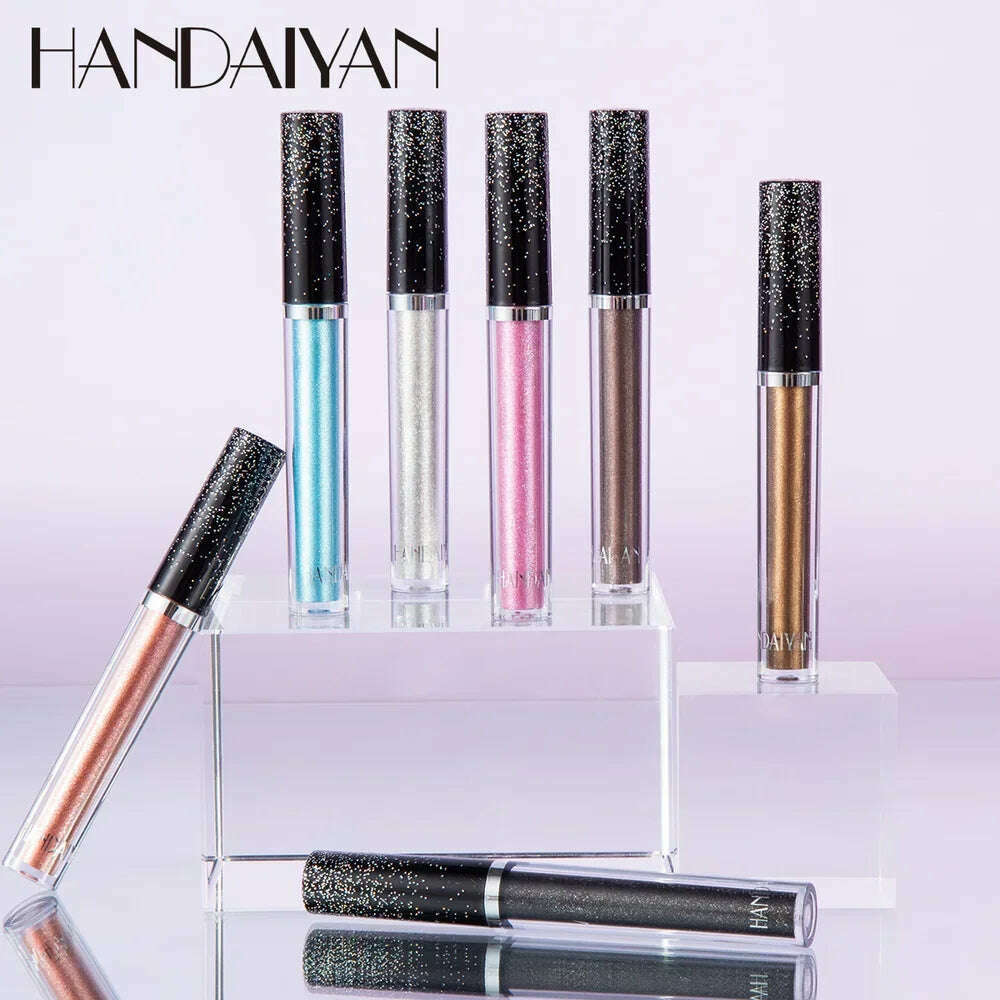 HANDAIYAN Liquid Eyeshadow Metallic Diamond Shiny Eye Liner Pen Giltter Eyeshadow Palette Lasting Shimmer Brighten Cosmetics - KIMLUD