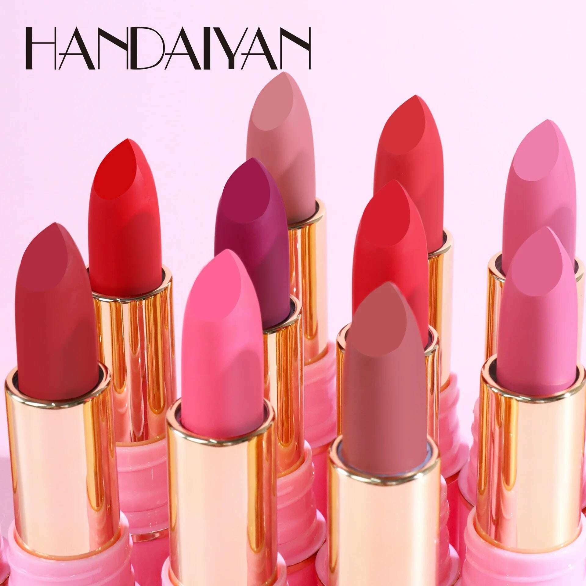 Handaiyan Matte Waterproof Velvet Pink Nude Lipstick Sexy Red Brown Pigments Long Lasting Lip Stick Makeup woman - KIMLUD